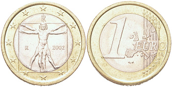 Италия 1 евро 2002 KM 216 биметалл UNC 4126-712