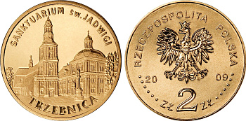 Польша 2 злотых 2009 MW, серия города Польши, Тшебница (Trzebnica) KM 711 нордик UNC 4676-611