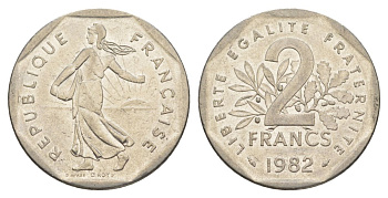 Франция 2 франка 1982 KM 942.1, Le Franc 272 никель 4631-543