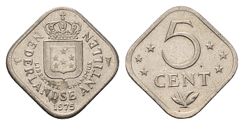 Нидерландские Антильские острова (Нидерландские Антилы) 5 центов 1975 Юлиана (1948-1980) KM 13 медно-никель UNC 4588-729