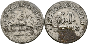 Брауншвейг 50 пфеннигов 1918 нотгельд железо 08-1032