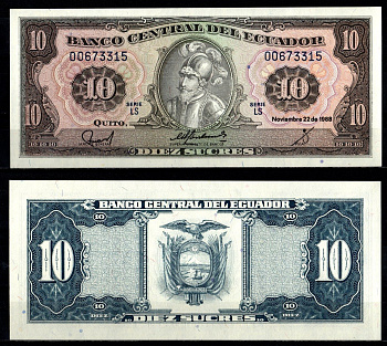 Эквадор 10 сукре 1988 Pick 121 1988 (5) бумага UNC (пресс) 7191-59-2-1