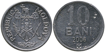 Молдавия 10 бани 2006 KM 7 алюминий 4549-819