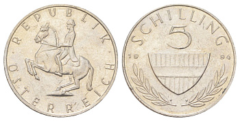 Австрия 5 шиллингов 1994 KM 2889a медно-никель 4624-415
