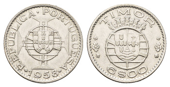 Португальский Тимор 6 эскудо 1958 год-тип KM 15 серебро 4671-815