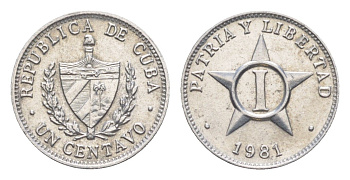 Куба 1 сентаво 1981 KM 33.1 алюминий aUNC 4636-658