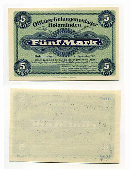 Германия 5 марок 1917 Хольцминден (Брауншвейг), лагерь военнопленных офицеров C-3136, Tieste 385.06 бумага UNC (пресс) 504-67-2-2