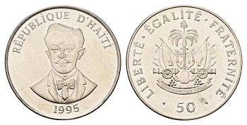 Гаити 50 сантимов 1995 KM 153a сталь плакированная никелем UNC 4634-1032
