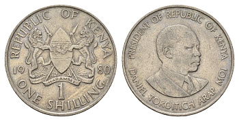 Кения 1 шиллинг 1980 Дэниэл арап Мои KM 20 медно-никель 4662-617
