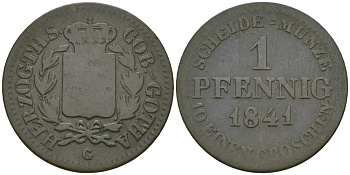 Саксен-Кобург и Гота 1 пфенниг 1841 G KM 100 медь 99-733