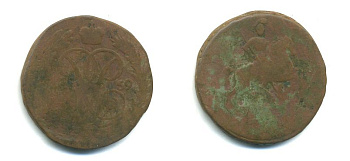 РОССИЯ 1 КОПЕЙКА 1759 медь 61-346