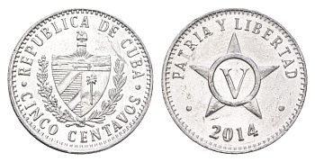 Куба 5 сентаво 2014 KM 34 алюминий UNC 4651-525
