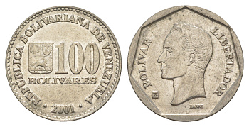 Венесуэла 100 боливаров 2001 Симон Боливар Y 83 сталь плакированная никелем 4592-1152
