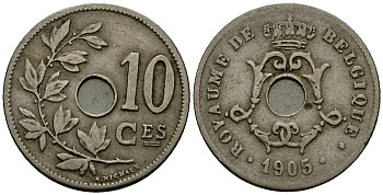 Бельгия 10 сантимов 1905 Belgique KM 52 медно-никель 4172-832