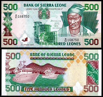 Сьерра-Леоне 500 леоне 2003 Pick 23 d бумага UNC (пресс) 7214-21-3-1
