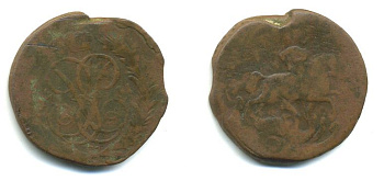 РОССИЯ 1 КОПЕЙКА 1761 медь 61-935