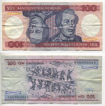 БРАЗИЛИЯ 100 КРУЗЕЙРО 1984 ПОДПИСЬ 21, ГЕОРЦОГ КАКСИАС Pick 198b бумага 7548-19-2