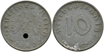 Германия 10 рейхспфеннигов 1943 A KM 101, J.371 цинк 4171-1053