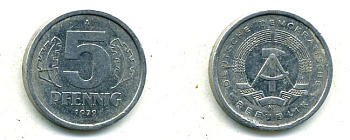 ГДР 5 пфеннигов 1979 A алюминий 4651-1126