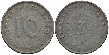 Германия 10 рейхспфеннигов 1944 A KM 101, J.371 цинк 4151-265