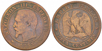 ФРАНЦИЯ 2 САНТИМА 1853 W KM 776.7 бронза 116-737