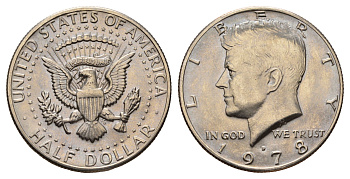 США 1/2 доллара (50 центов) 1978 D, Джон Кеннеди KM A202b медь плакированная медно-никелем UNC 4672-543
