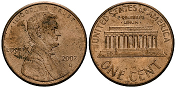 США 1 цент 2002 D KM 201b цинк плакированный медью 4136-1013