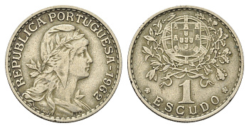 Португалия 1 эскудо 1962 голова Свободы вправо KM 578 никель латунь    4660-354