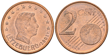Люксембург 2 евроцента 2002 KM 76 сталь плакированная медью 4147-769