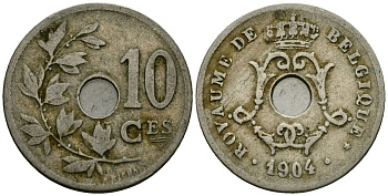 Бельгия 10 сантимов 1904 Belgique KM 52 медно-никель 4172-754
