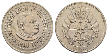 Тонга 1 паанга 1967 Коронация Тауфа’ахау Тупоу IV KM 17 медно-никель UNC 5010-1324