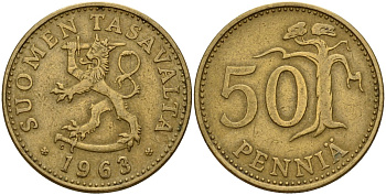 Финляндия 50 пенни 1963 S KM 48 алюминиевая бронза 4187-831