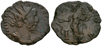 Римская Империя, императоры в Галлии антониниан 268 - 270 Викторин, IMP C PIAV VICTORINVS P F AVG, бюст императора / FIDES MILITVM, Фидея, персонификация Верности RIC 109 биллон 1073-19-56