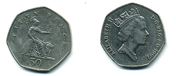 Великобритания 50 пенсов 1997 Елизавета II (1952-2022) KM 940.2, Spink 4351 (H7) медно-никель 540-614