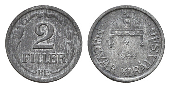 Венгрия 2 филлера 1944 KM 519 цинк 46-2125