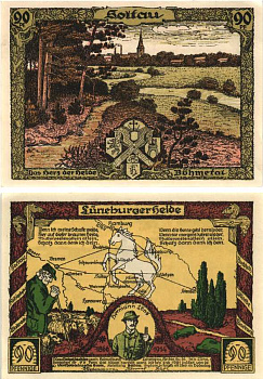 ЗОЛЬТАУ 90 ПФЕННИГОВ 1921 НОТГЕЛЬД, ЗЕМЛЯ НИЖНЯЯ САКСОНИЯ Grabowski 1238.1 бумага 8608-3-1-2