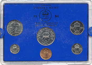 Швеция набор монетного двора из 6 монет 1984 в пластике, Карл XVI Густав (1973- ) KM MS31 UNC 5-4-2-40