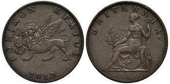 Греция, Ионические острова 2 лепты 1819 Британская администрация (1809-1863) KM 31 медь 441-1224