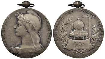 Франция медаль 1937 почетному железнодорожнику 4578-615