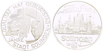 ГЕРМАНИЯ МЕДАЛЬ 1974 В ЧЕСТЬ 600-ЛЕТИЯ ГОРОДА ЗОЛИНГЕН (1374-1974) PROOF 4527-534