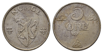 Норвегия 5 эре 1942 KM 388 железо 3459-1257