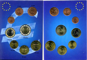 ФРГ евронабор из 8 монет 2002 G  биметалл  UNC  1-6-2-37
