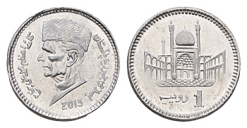 Пакистан 1 рупия 2015 KM 67 алюминий UNC 4614-842