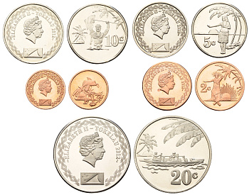 Токелау годовой набор из 5 монет (1, 2, 5, 10 и 20 центов) 2012 год-тип KM 100, 101, 102, 103 и 104 UNC 4672-431-434