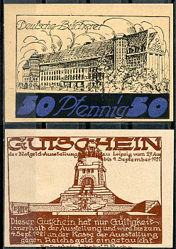 Германия, Лейпциг 50 пфеннигов 1921 нотгельд, итоги I-ой мировой войны Grabowski 784.1  бумага  UNC (пресс) 444-115-1-2