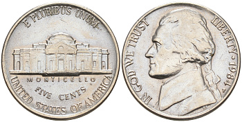 США 5 ЦЕНТОВ 1984 P ДЖЕФФЕРСОН KM A192 медно-никель 190-212