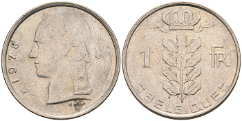 БЕЛЬГИЯ 1 ФРАНК 1978 BELGIQUE KM 142.1 медно-никель 4563-1125