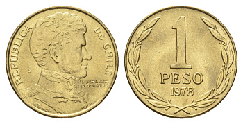 Чили 1 песо 1978 KM 208a алюминиевая бронза UNC 4662-551