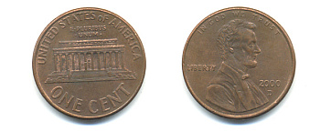 США 1 ЦЕНТ 2000 D ЛИНКОЛЬН KM 201b цинк плакированный медью 86-427