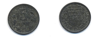 ИЗЕРЛОН 5 ПФЕННИГОВ 1917 НОТГЕЛЬД 29-237